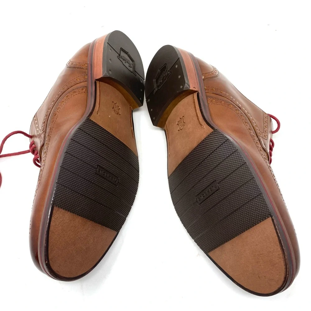 Florsheim Salerno Wingtip Oxford Dress Shoes Men’s 9 EEE Cognac Leather
